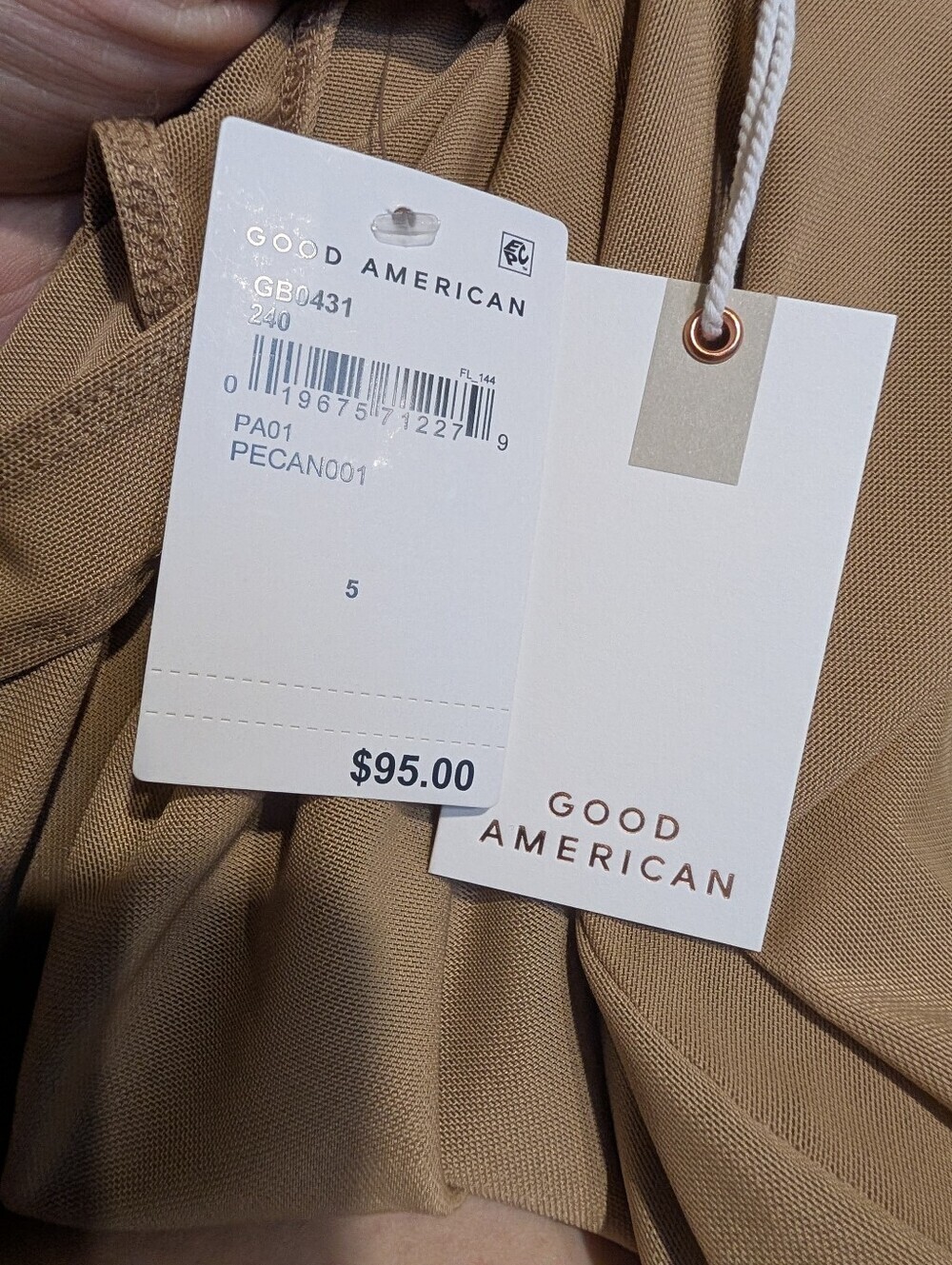 NWT Good American Sheer Mesh Long Sleeve Bodysuit Pecan Neutral Size 5 Plus - Picture 6 of 7